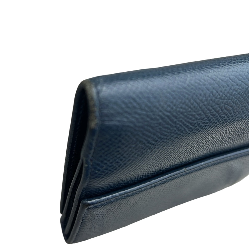 Bally Navy Blue Compact Leather Wallet with Silver Hardware EUC - Picture 9 of 13